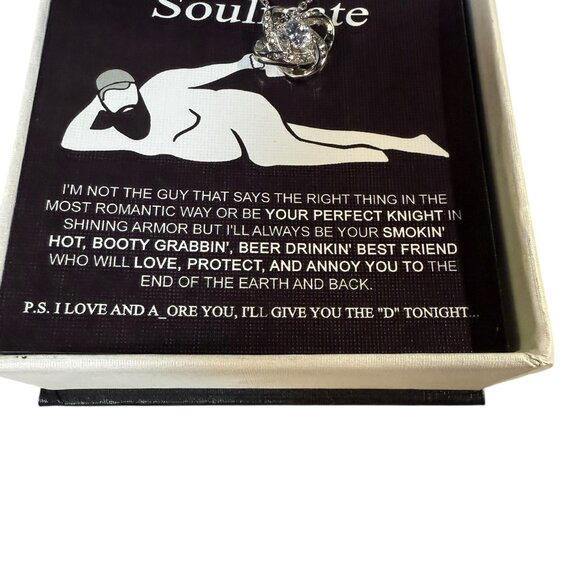 HETRALE To My Soulmate Necklace For Women, Love knot - Cubic Zirconia - Picture 9 of 12